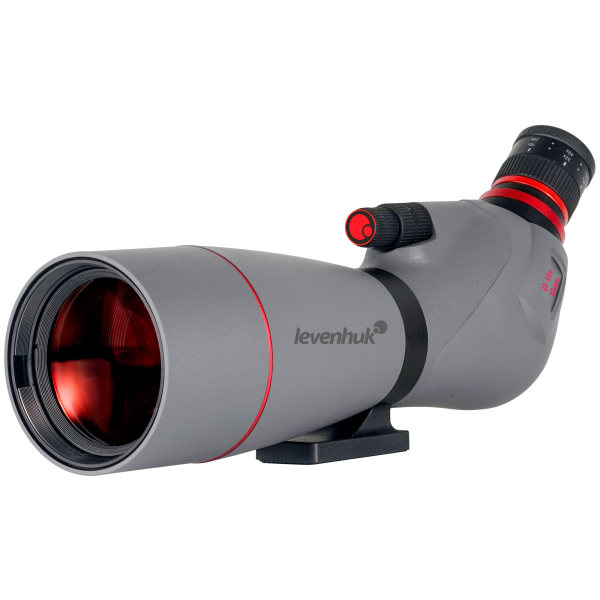 Мощна зрителна тръба Levenhuk Blaze PLUS 80 II с голям 80 mm обектив и наклонен окуляр, монтирана на стабилен настолен статив