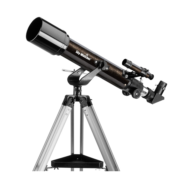 Телескоп рефрактор Sky-Watcher Mercury 70/500 върху черна азимутална монтировка AZ2 и алуминиев триножник