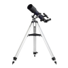 Компактен рефракторен телескоп Levenhuk Skyline BASE 70/500 AZ2 с къса тръба, монтиран върху алуминиев статив с азимутално управление